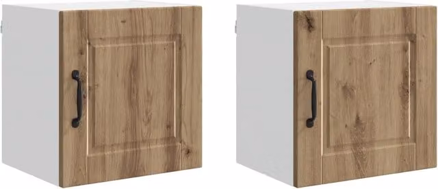 Set di 2 pensili da cucina moderni e compatti con ripiani 40 x 31 x 40 cm in legno multistrato rovere artigianale 02_0054240