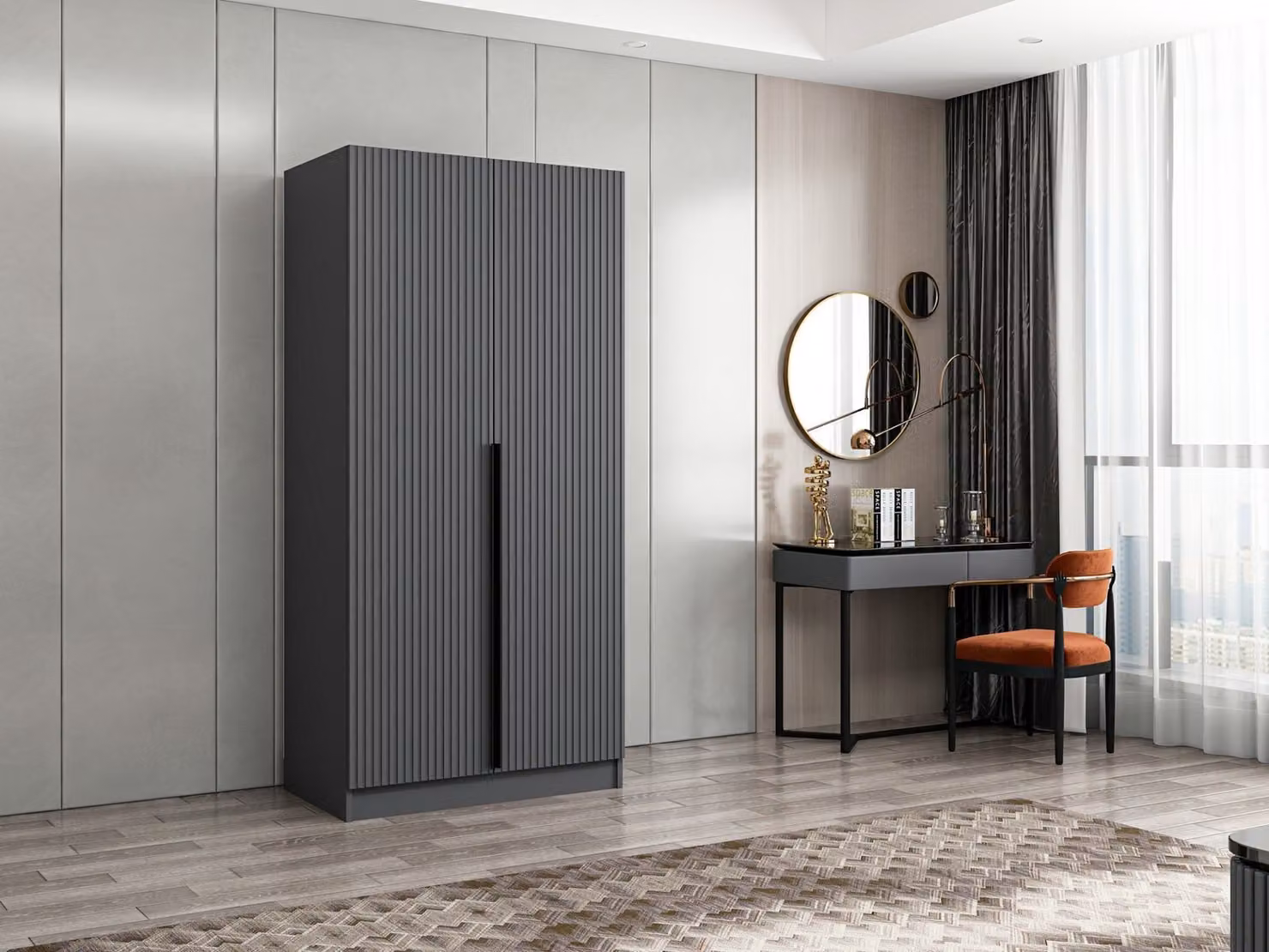Skye Decor, Kale Plus Membrane Anthracite - 210, armadio, antracite, 100 % PANNELLI DI PARTICELLE RIVESTITI IN MELAMMINA, 90 x 52 x 210 cm
