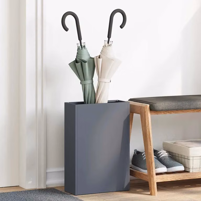 vidaXL Stand per Ombrelli da Pioggia in Acciaio Antracite L: 28 cm, P: 12 cm, H: 41 cm