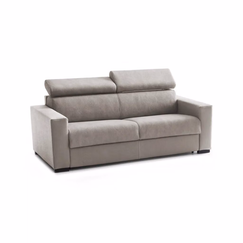 Divano Letto Annalara Talamo Italia, Divano a 2 posti con apertura girevole, poggiatesta regolabili e braccioli standard, L: 180 cm, H: 85 cm, Colore Tortora – 2