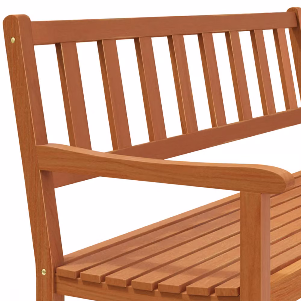 Panca da giardino DEUBA in legno di acacia marrone con braccioli L/P/H: 120 x 90 x 50-58 cm – 2