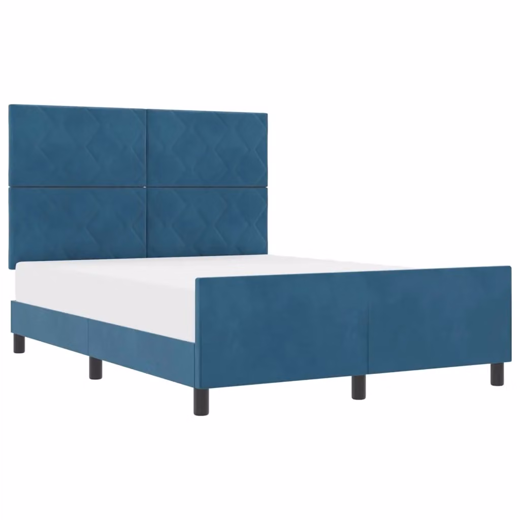 Letto a molle con testiera vidaXL in velluto blu, L 160 x P 200 cm – 2