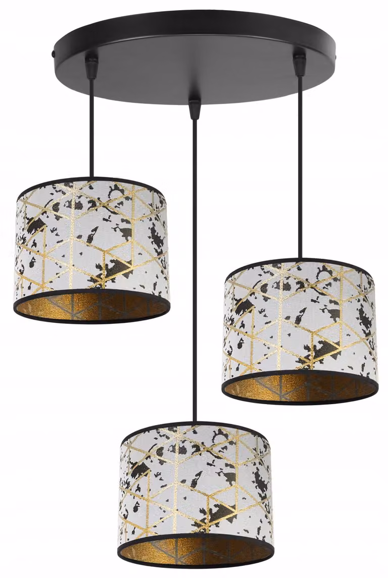 Lampada a sospensione, lampadario, paralume, motivo dorato