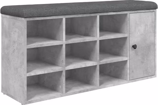 Panca porta scarpe DESIGN IN in legno e tessuto grigio, stile moderno, L 102 cm x P 32 cm x H 50 cm
