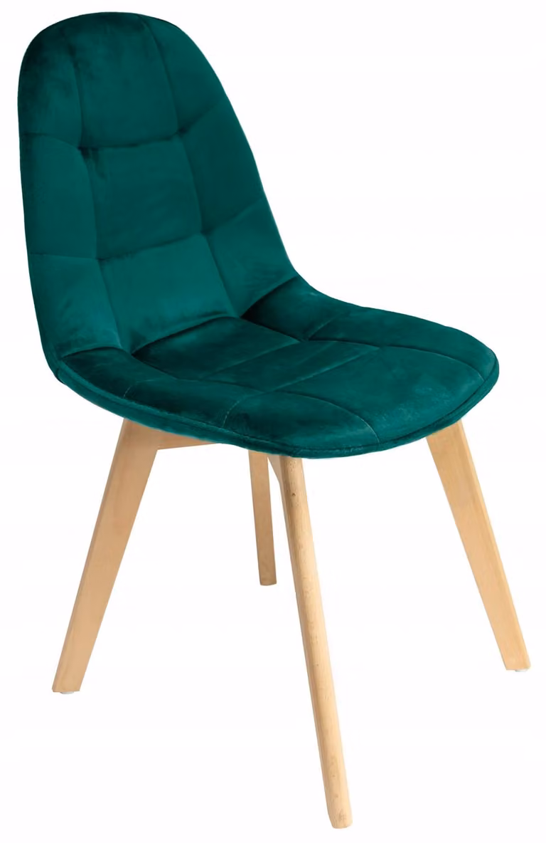 Sedia da cucina COLIN in velluto verde, ideale per soggiorno e sala da pranzo