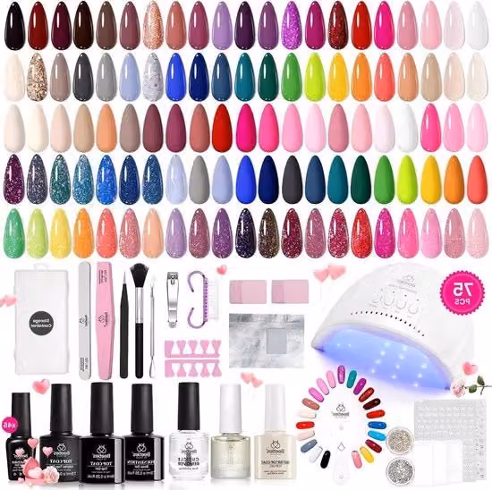 Set di manicure Beetles con 45 colori di smalto per unghie, luce UV e strumenti per nail art multicolore