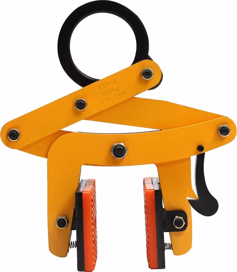 Pinza per pallet, apertura ganasce regolabile, elevata forza di trazione, gialla, 0-65 mm