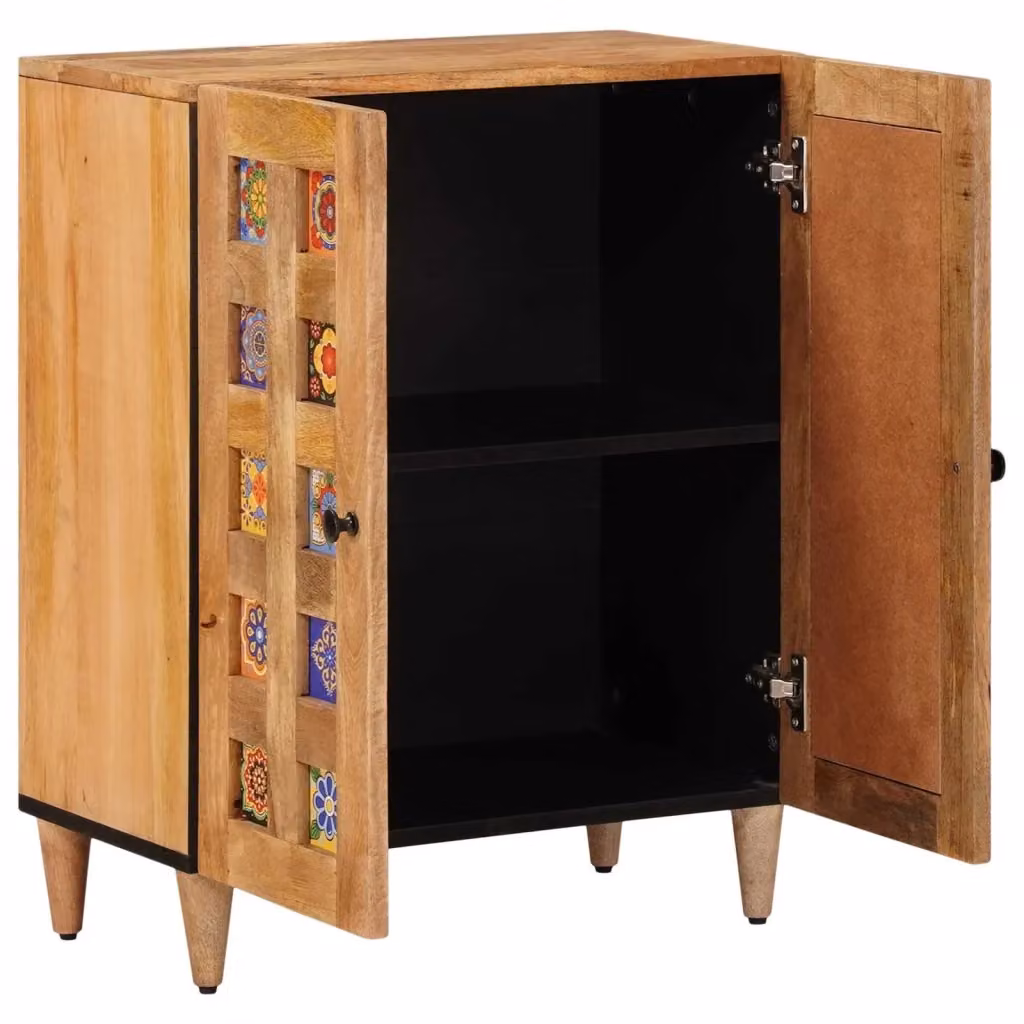 Credenza moderna in legno di mango massello vidaXL, colore marrone, L: 60 cm, P: 33 cm, H: 75 cm – 2