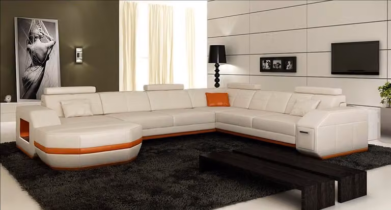 Design Sofa Couch Polster Wohnlandschaft Ecksofa Eckcouch Leder PH300 O/B