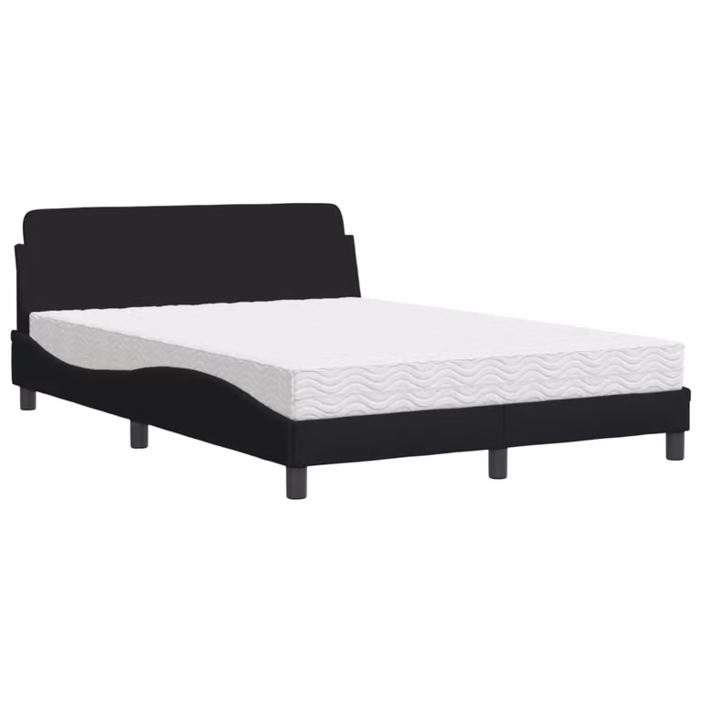 Letto con Materasso Dover Nero 140x200 cm in Tessuto