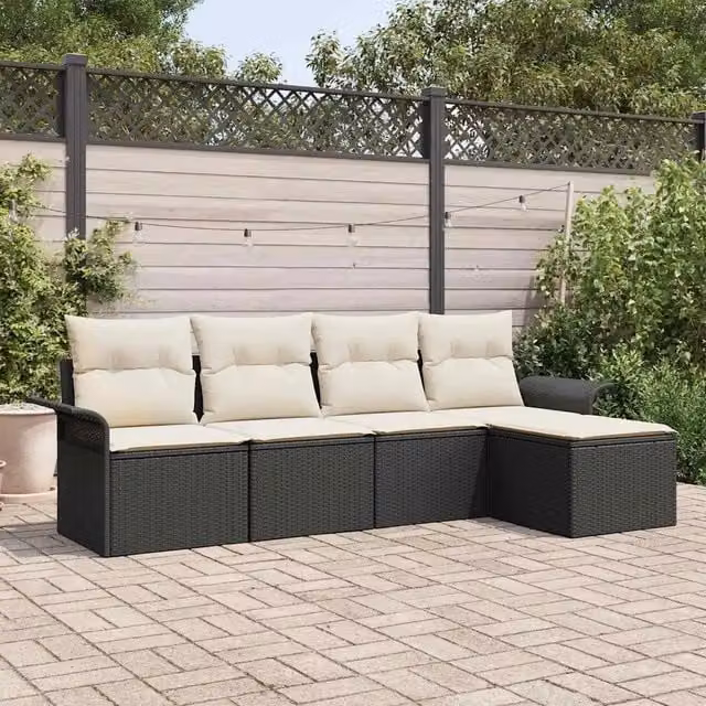 Divano da esterno 5 pz Nero polyrattan 3345317