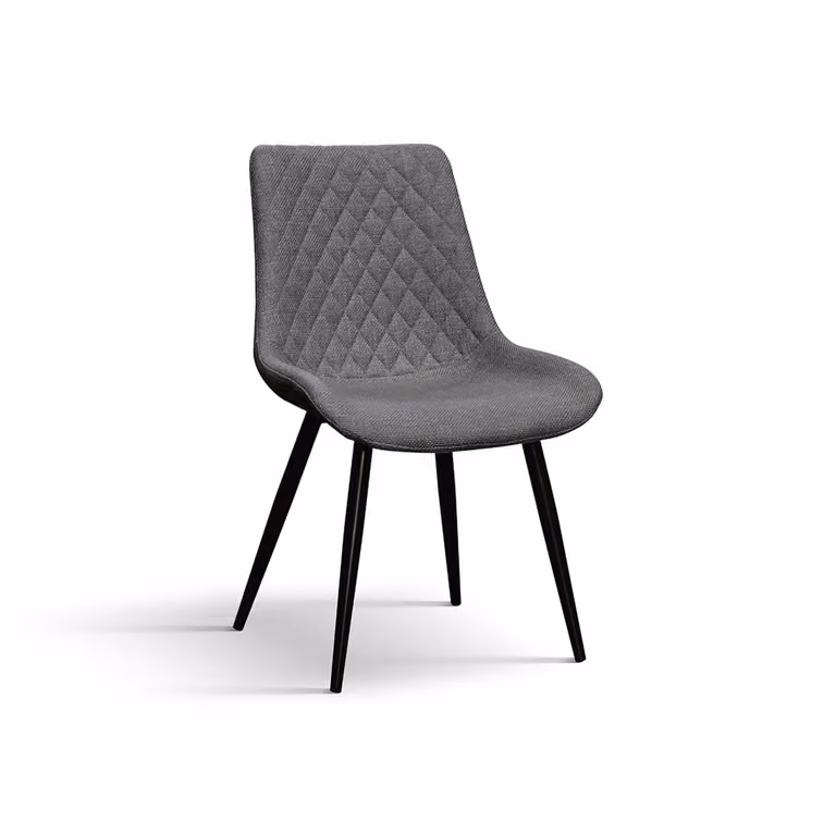 Set di 4 sedie VIENNA in tessuto grigio e gambe in metallo nero