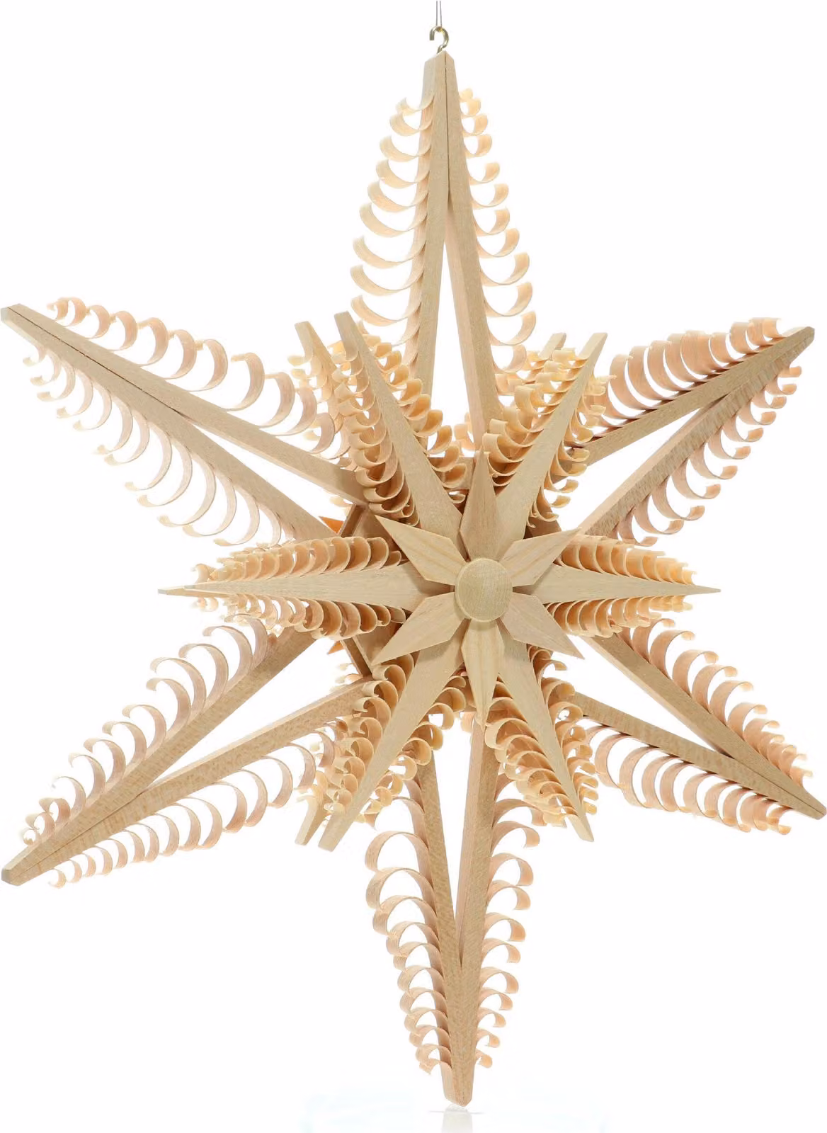 Ornamento per finestra Spanstern centro 1 incisione - e una stella di pino (entrambi i lati) LxHxP=32x32x4cm NUOVO
