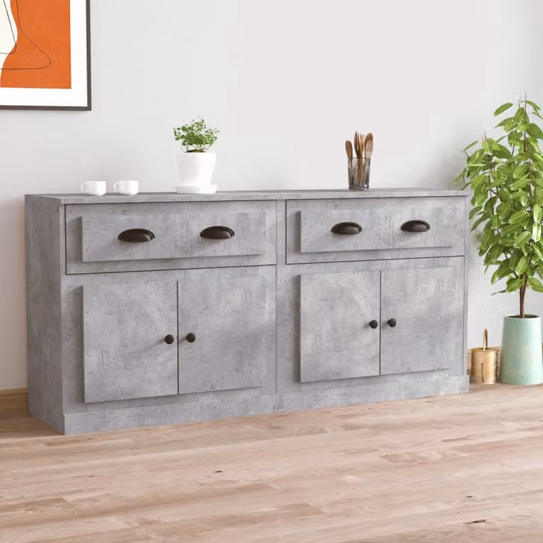 Set di 2 credenze vidaXL in legno e MDF grigio cemento per soggiorno e sala da pranzo L/P/H: 70,0 x 35,5 x 67,5 cm
