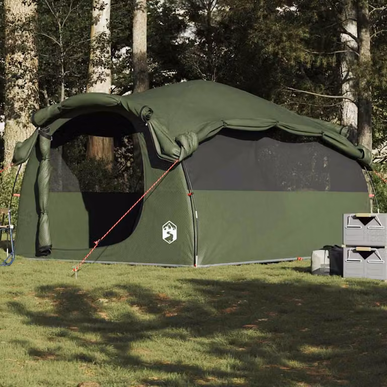 Tenda Familiare a Tunnel vidaXL per 6 Persone Verde Oliva Resistente all'acqua in Poliestere e Fibra di Vetro