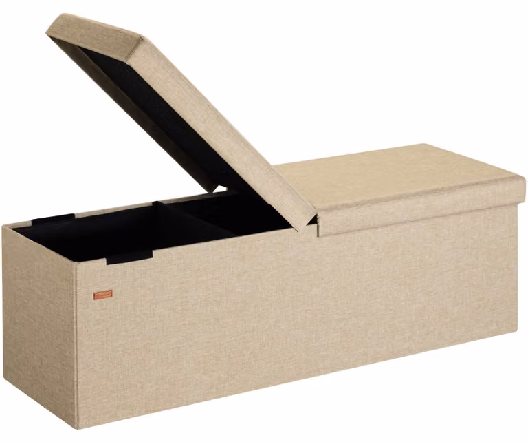 Panca beige 115x38x38cm con coperchio incernierato