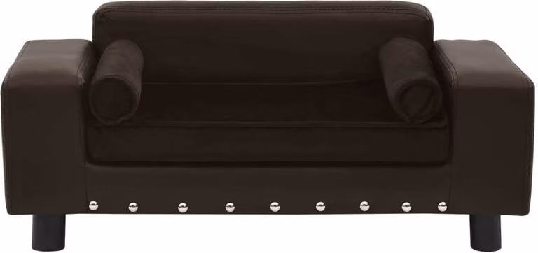 Divano per Cani Marrone 81x43x31 cm in Peluche e Pelle finta