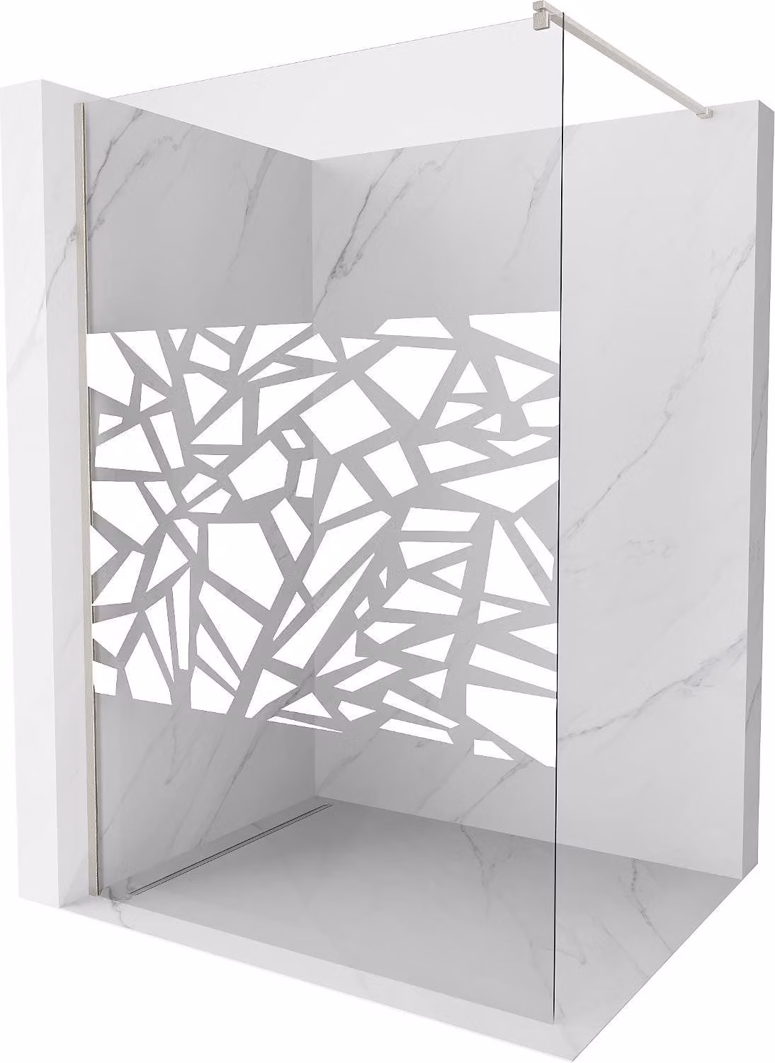 Mexen Kioto parete doccia Walk-in 70 x 200 cm, motivo bianco 8 mm, nichel spazzolato - 800-070-101-97-85