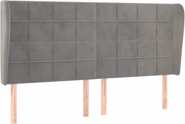 Testiera | Testata ad Orecchio Grigio Chiaro 183x23x118/128 cm in Velluto
