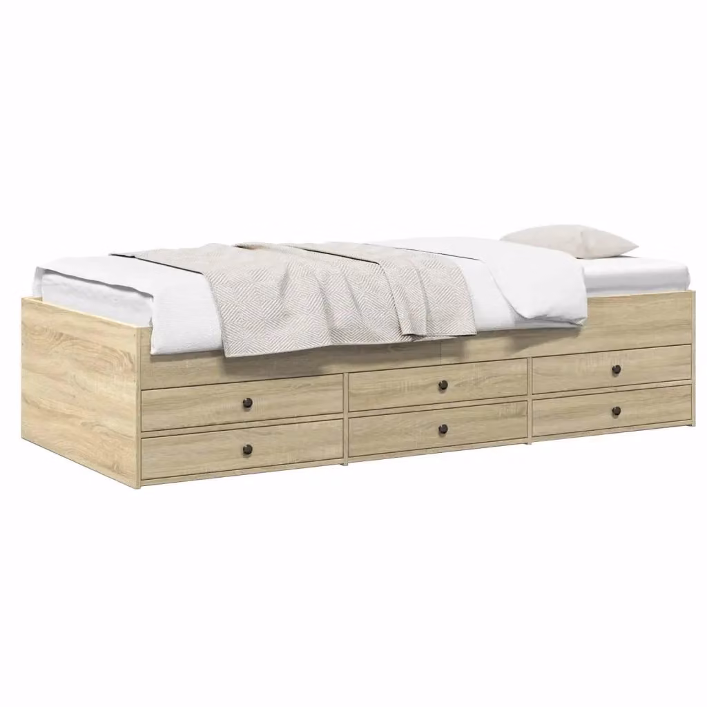 Letto con contenitore vidaXL in legno color marrone L: 80 cm, P: 200 cm, H: 83 cm – 2