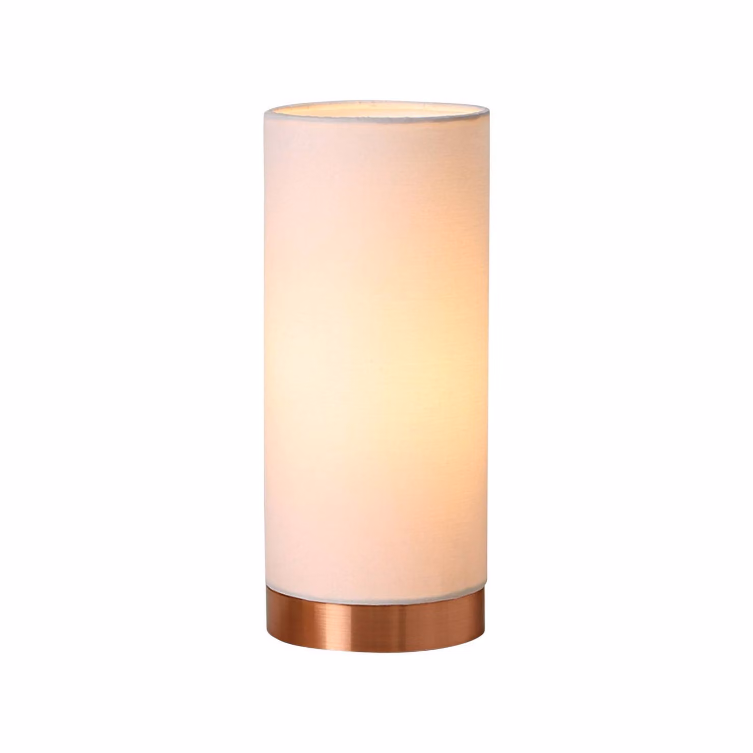 Lampada da tavolo Ronja bianca con base color rame