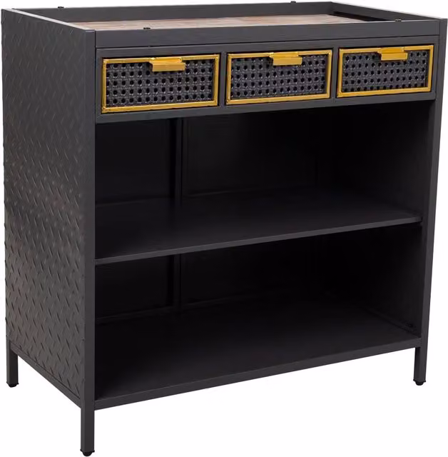 Credenza in metallo grigio e legno 80x40x79h