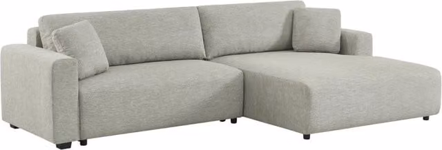 Divano angolare destro convertibile SWEEEK in tessuto grigio con contenitore e coperture rimovibili per il tuo soggiorno