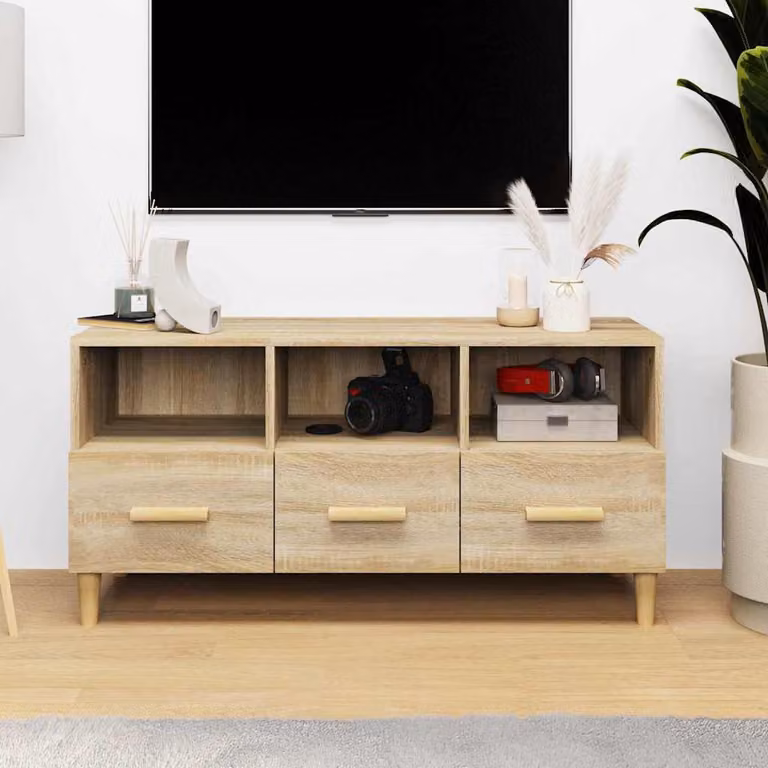 Mobile Porta TV vidaXL Rovere Sonoma con Ruote, Design Moderno in Legno Multistrato, L 102 cm x P 36 cm x H 50 cm