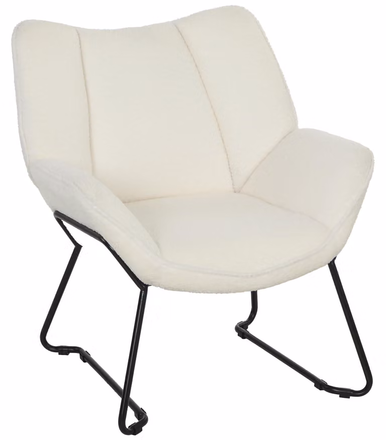 Poltrona da salotto HOMCOM, con rivestimento effetto sherpa, braccioli bianchi