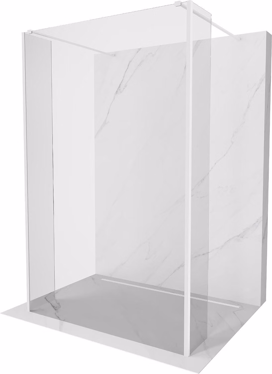Mexen Kioto parete doccia autoportante 100 x 30 x 30 cm, trasparente, bianca - 800-100-030-222-20-00-030