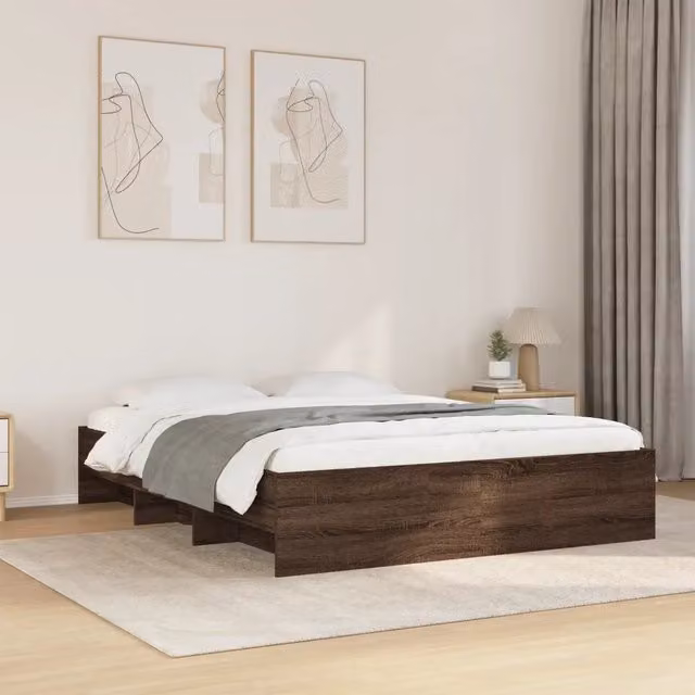 Giroletto senza Materasso-Struttura Letto Rovere Marrone 150x200 cm Truciolato 387928