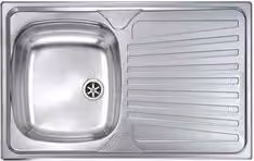 Lavello a vasca singola MONDIAL in acciaio inox satinato argento L: 79 cm, P: 50 cm