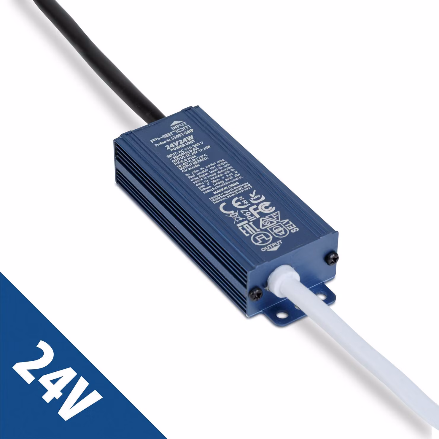 Alimentatore LED 24 V 24 W IP67 impermeabile - Trasformatore 24 V CC 1 A - Driver LED per esterni - Adatto per strisce LED, telecamere e illuminazione da giardino [55001-24IP]