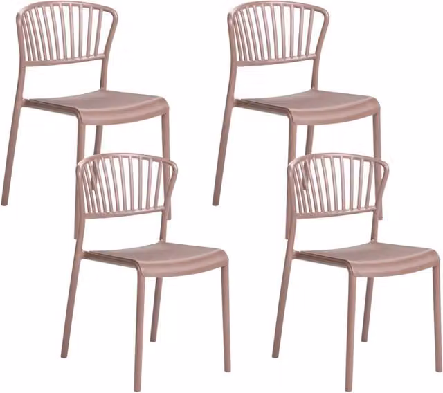 Set di 4 sedie da pranzo BELIANI in plastica marrone opaca, impilabili, stile minimalista per interni ed esterni