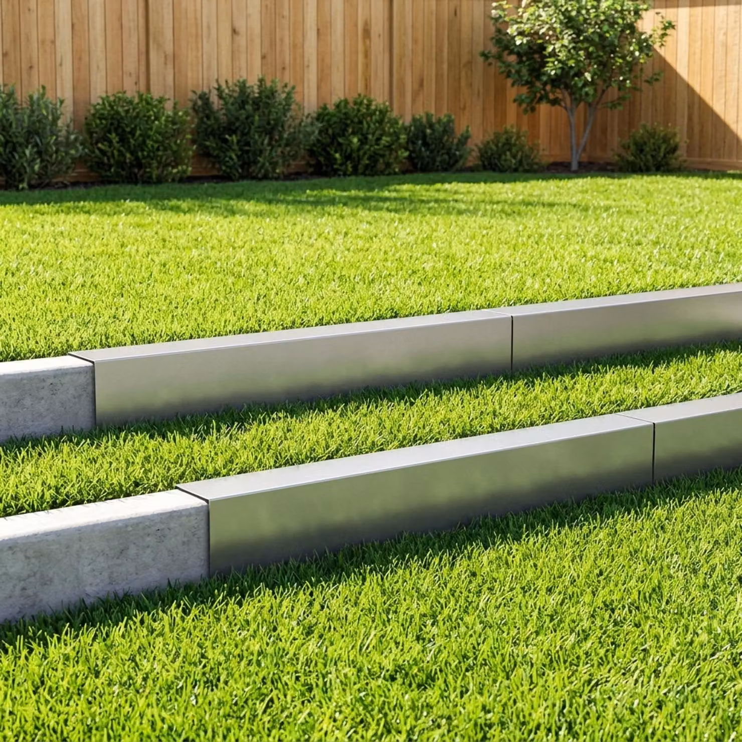 Set di 10 profili di copertura per giardino vidaXL in acciaio zincato color argento, L: 100 cm, P: 20 cm, H: 15 cm