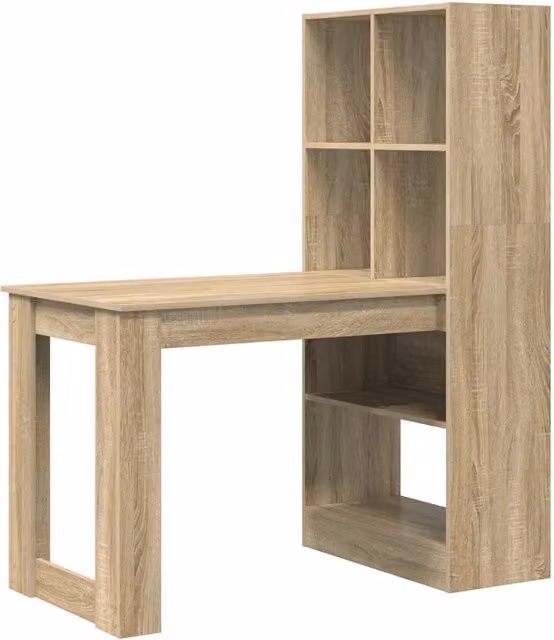 Scrivania moderna in legno color rovere e beige L: 122 cm, P: 67 cm, H: 145 cm – 1