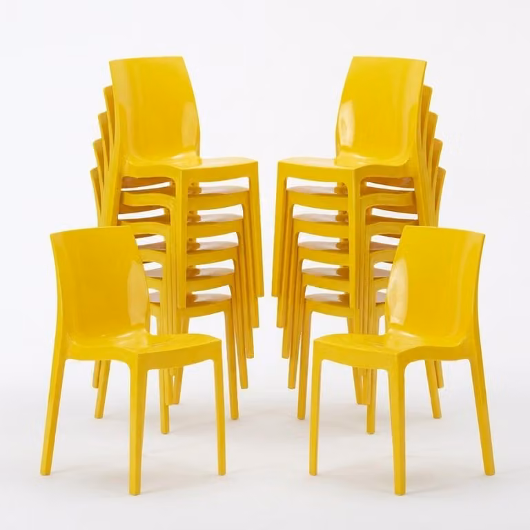 18 sedie Ice Grand Soleil in polipropilene per ristoranti e bar - giallo
