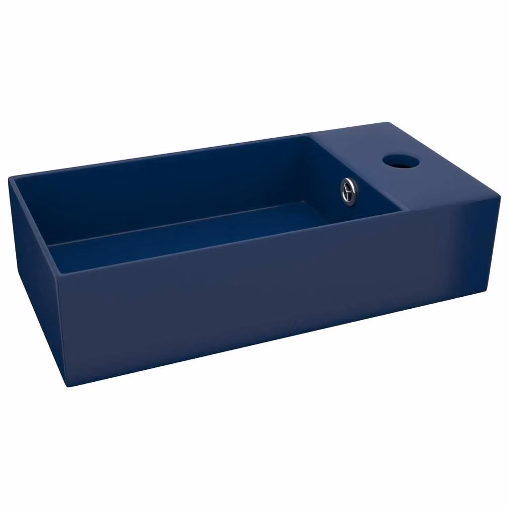 Lavandino con Troppopieno in Vetroceramica Blu Scuro