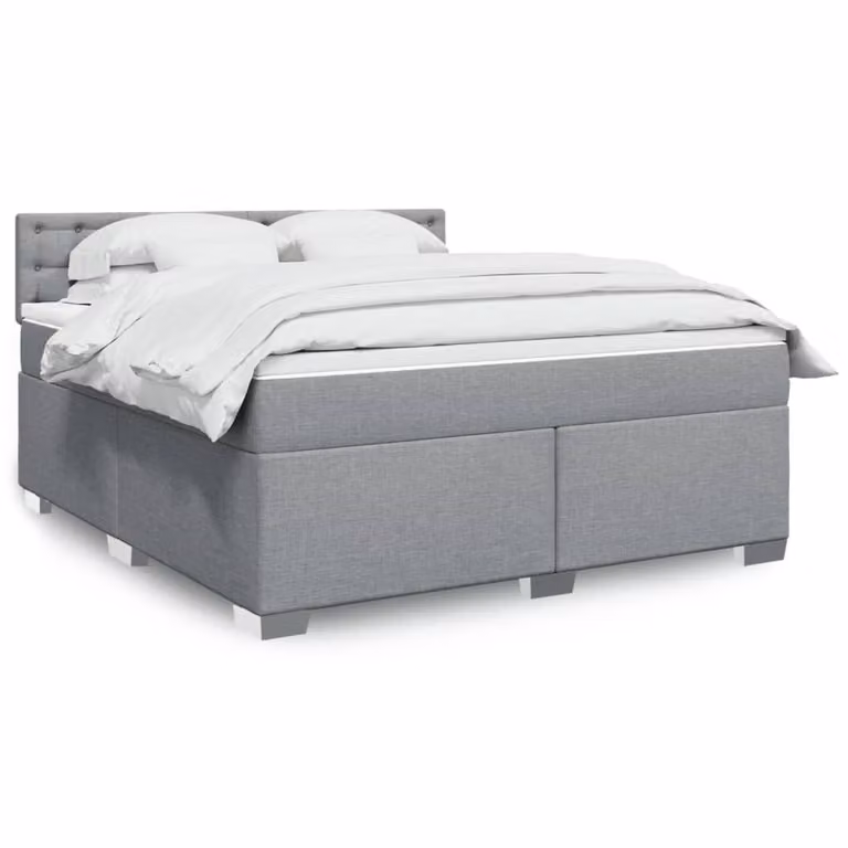 vidaXL Giroletto a Molle con Materasso Ibrido in Tessuto Grigio e Bianco, L/P: 180 x 200 cm