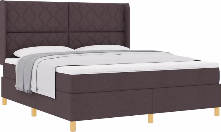 Letto a molle con testiera marrone scuro 180 x 200 cm in tessuto