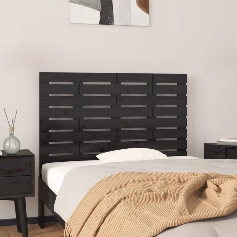 Testiera da parete vidaXL in legno massello di pino nero, L 81 x P 3 x H 63 cm
