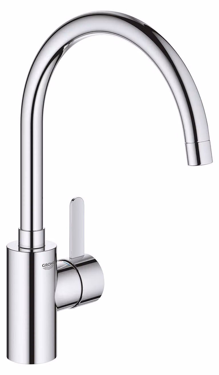 Miscelatore monocomando per lavabo, cromato, con portata di 5,7 litri/minuto, e possibilità di regolare l'angolo di rotazione