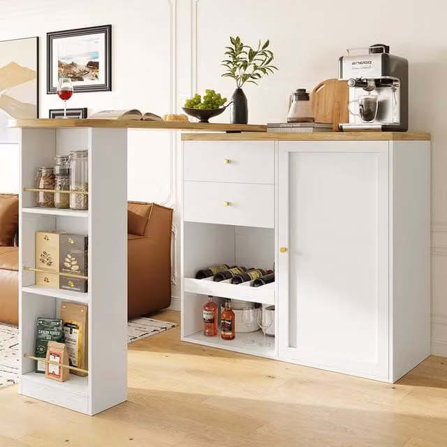 Tavolo Bar Girevole - Xylo - 105??39??102 cm - 2 Cassetti 3 Ripiani