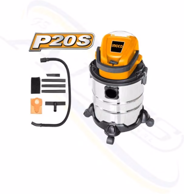 Aspirapolvere senza filo INGCO CVLI2005E 20V arancione in acciaio inossidabile e plastica