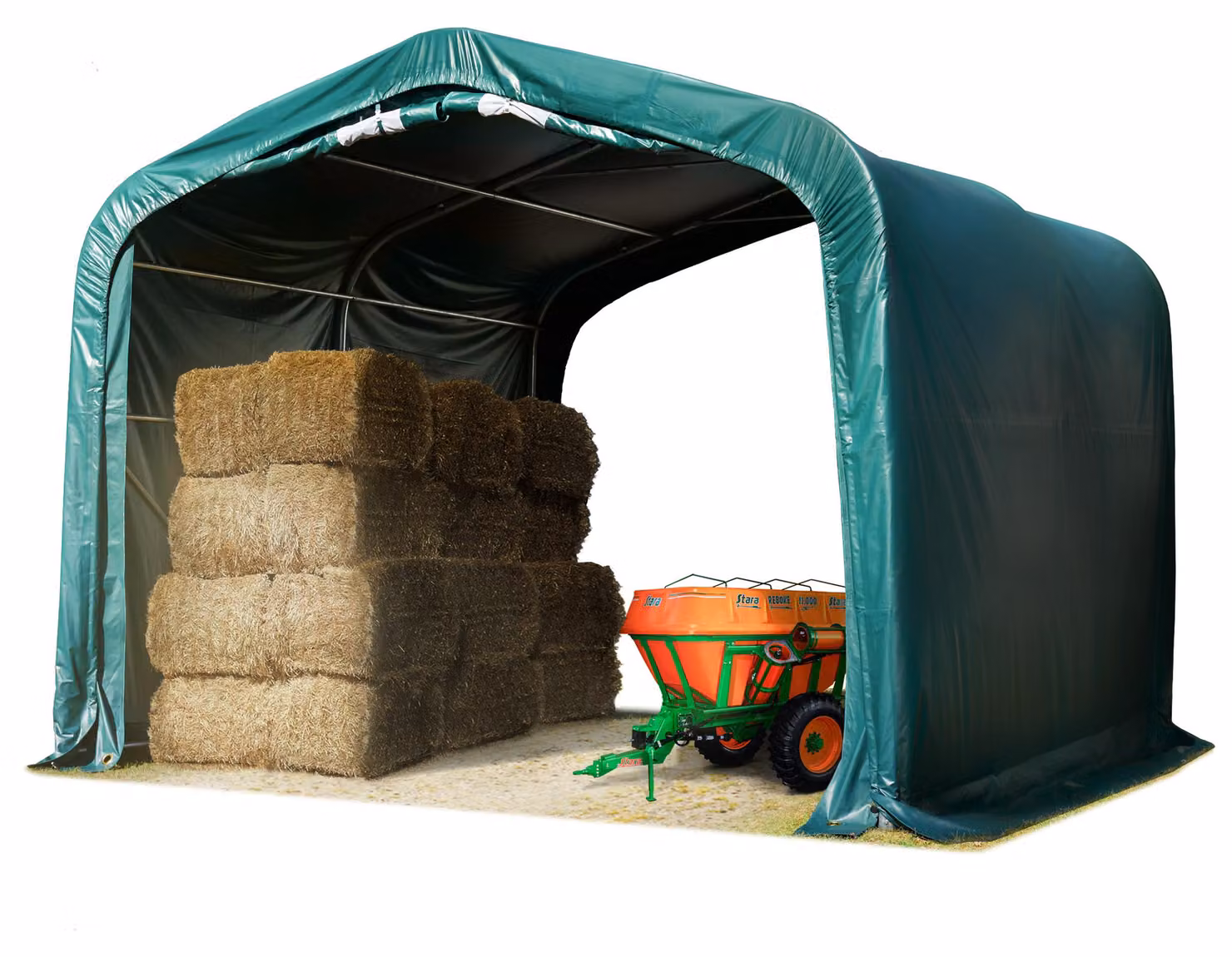 TOOLPORT Tenda da pascolo 4x4 m PVC 850 N verde, Riparo, Sottofondo in cemento