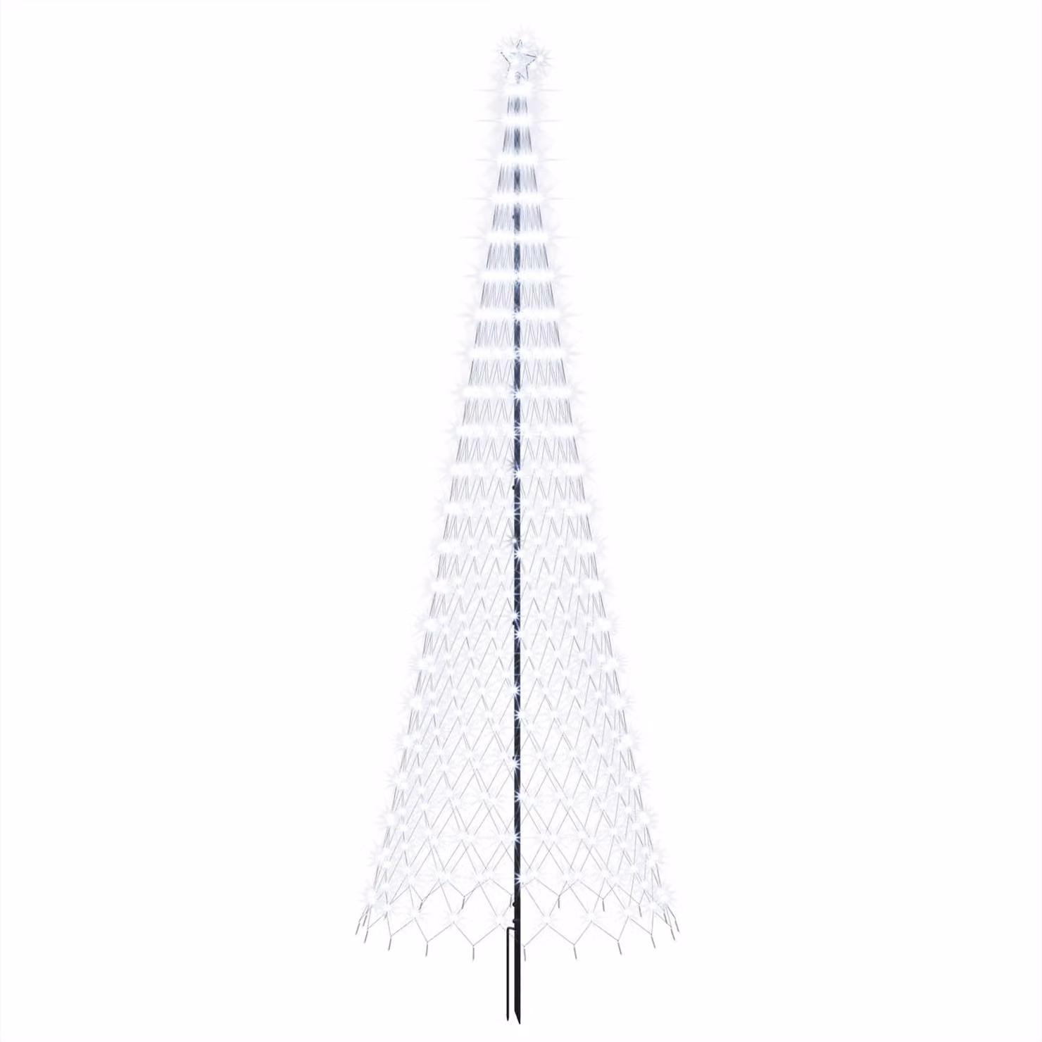 Albero di Natale a LED, 400 cm, 450 LED, luce bianca fredda, struttura in ferro, colore nero