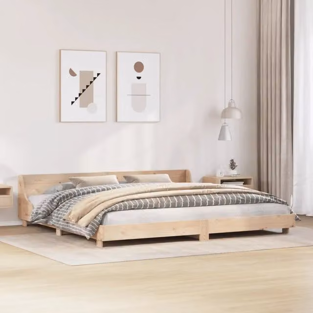 vidaXL Letto senza Materasso in Legno Massello di Pino Rustico Marrone L/P/H: 200 x 200 x 203.5 cm