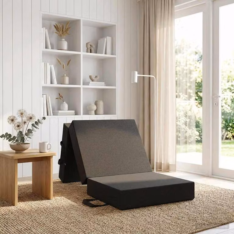 vidaXL Divano Letto Pieghevole Moderno in Tessuto Grigio L: 75 cm, P: 67 cm, H: 45 cm