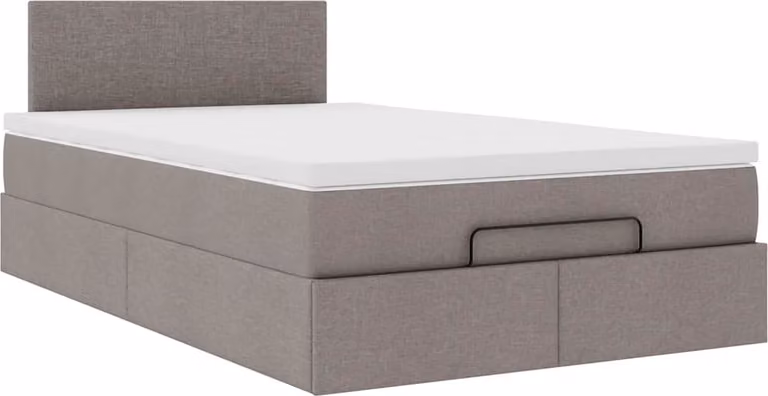 Struttura Letto Pouf con Materasso Tortora 120x190 cm Tessuto
