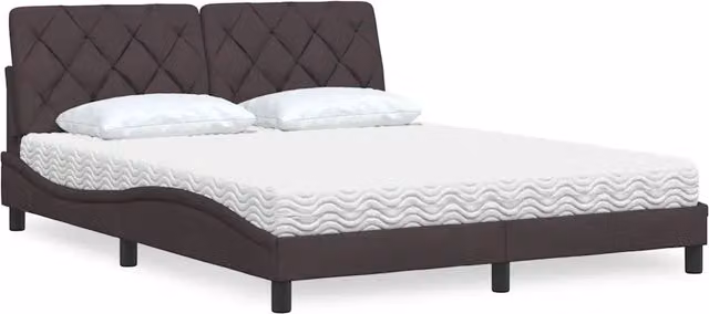 Letto con Materasso vidaXL in Tessuto Marrone e Bianco L/P/H: 160 x 200 x 165 cm – 1